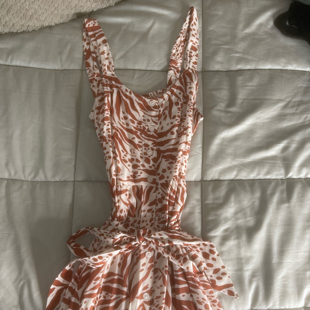 Orange and white animal print summer dress